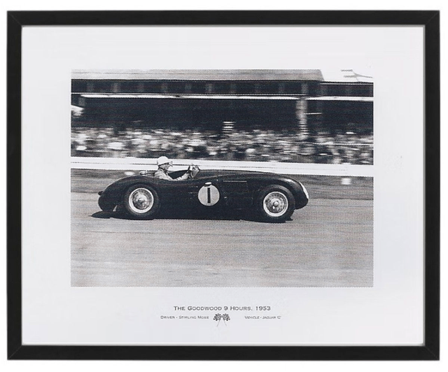 Stirling Moss - Jaguar C Type at Goodwood 1953 - Framed print
