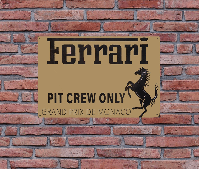 Ferrari Pit Crew Only - Aluminium Wall Plaque