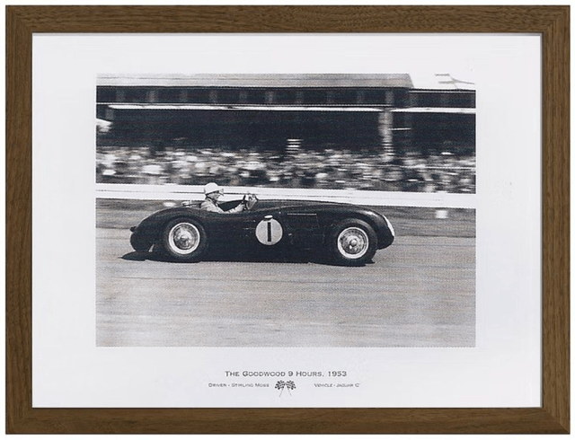 Stirling Moss - Jaguar C Type at Goodwood 1953 - Framed print