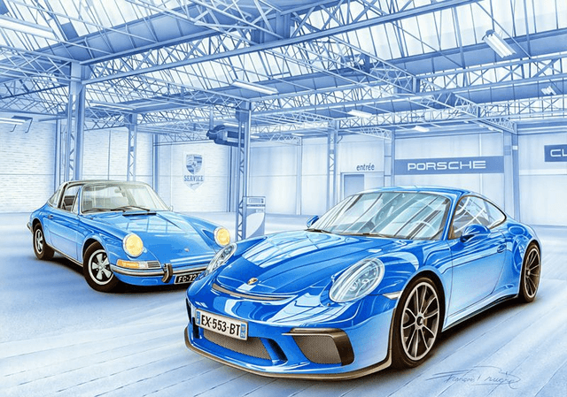 Porsche Blue Garage 1000 Piece Puzzle