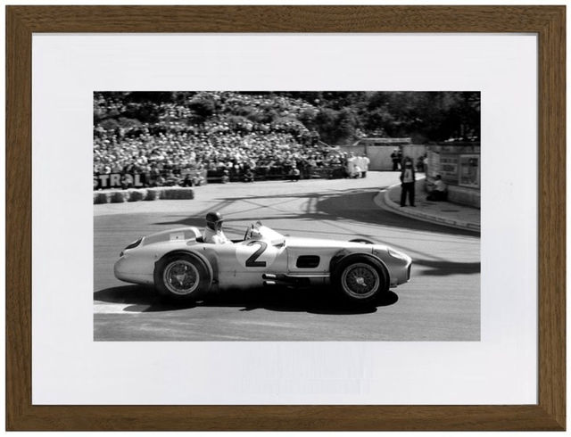 Fangio in the Mercedes W196 at Monaco 1955 - Framed print