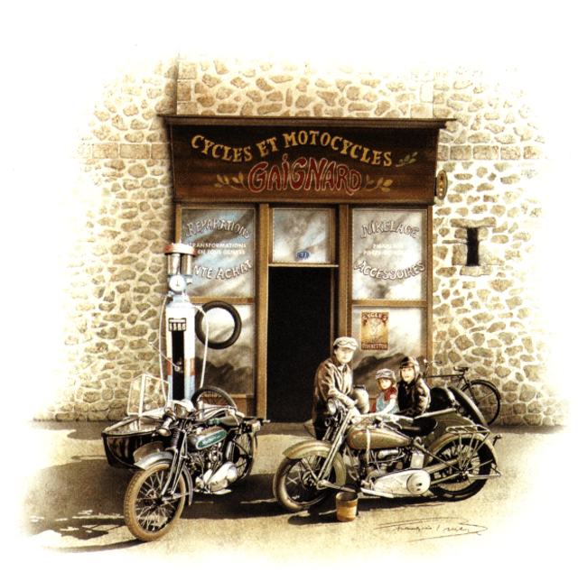 Harley old Garage - Framed Print