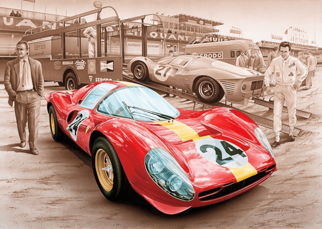 Ferrari P4 330 - Le Mans Paddock 1967 - Framed Print