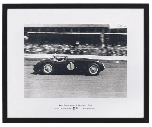Stirling Moss - Jaguar C Type at Goodwood 1953 - Framed print