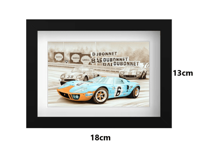 Small Framed Postcard Ford GT40 1969 GULF